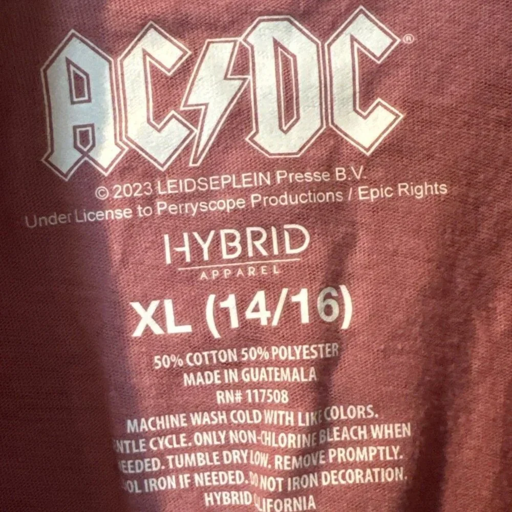 Girls AC/DC Red Tie Dye Short Size XL 14/16
